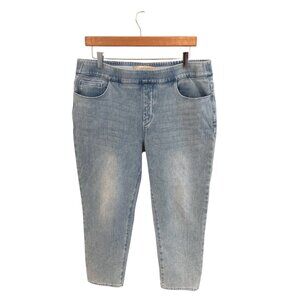 Soft Surroundings Womens Medium Light Wash Stretch Denim Cropped Jeans With Pock